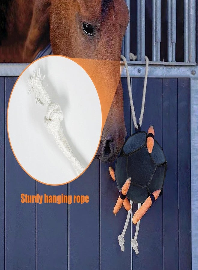 La La Pet Hanging Carrot Feeding Ball Interactive Feed Toy Relieve Stress and Avoid Boredom Equine Pony Cattle and Goat Treat Hay Balls Horse Stable Supplies Black - Image 3